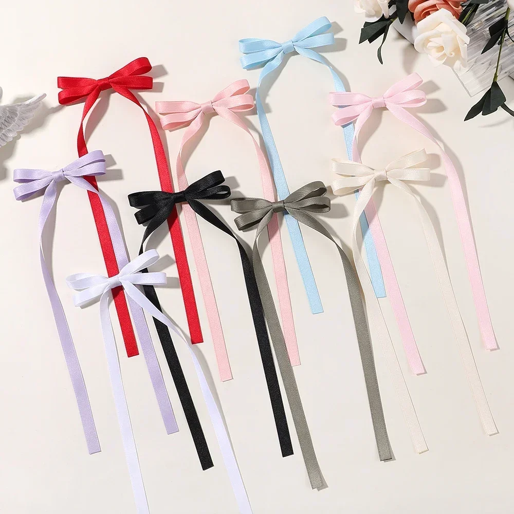 2pcs Cute Ribbon Bow Headband Long Tassel Hair Clip Women's Hair Accessories Girls Party Headwear Side Clips Wholesale