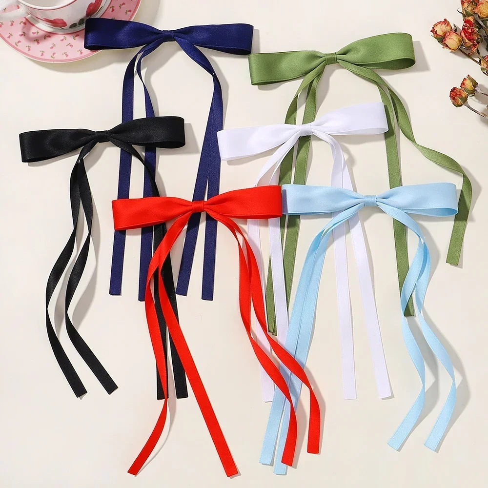 2pcs Cute Ribbon Bow Headband Long Tassel Hair Clip Women's Hair Accessories Girls Party Headwear Side Clips Wholesale