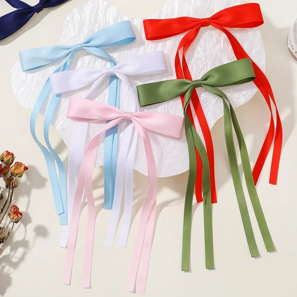 2pcs Cute Ribbon Bow Headband Long Tassel Hair Clip Women's Hair Accessories Girls Party Headwear Side Clips Wholesale