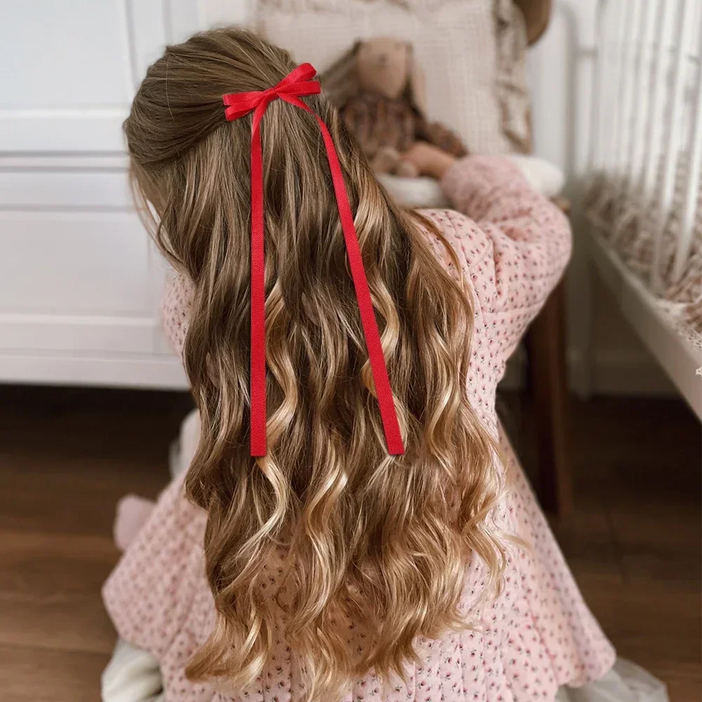 2pcs Cute Ribbon Bow Headband Long Tassel Hair Clip Women's Hair Accessories Girls Party Headwear Side Clips Wholesale