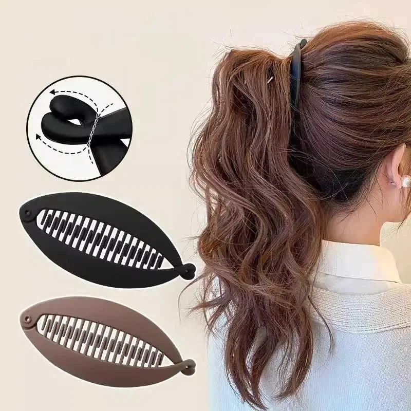 Matte Fish Shape Hair Claw Clips Ponytail Holder Hair Jewelry Twist Banana Barrettes Hairpins Hair Accessories For Women Clamp