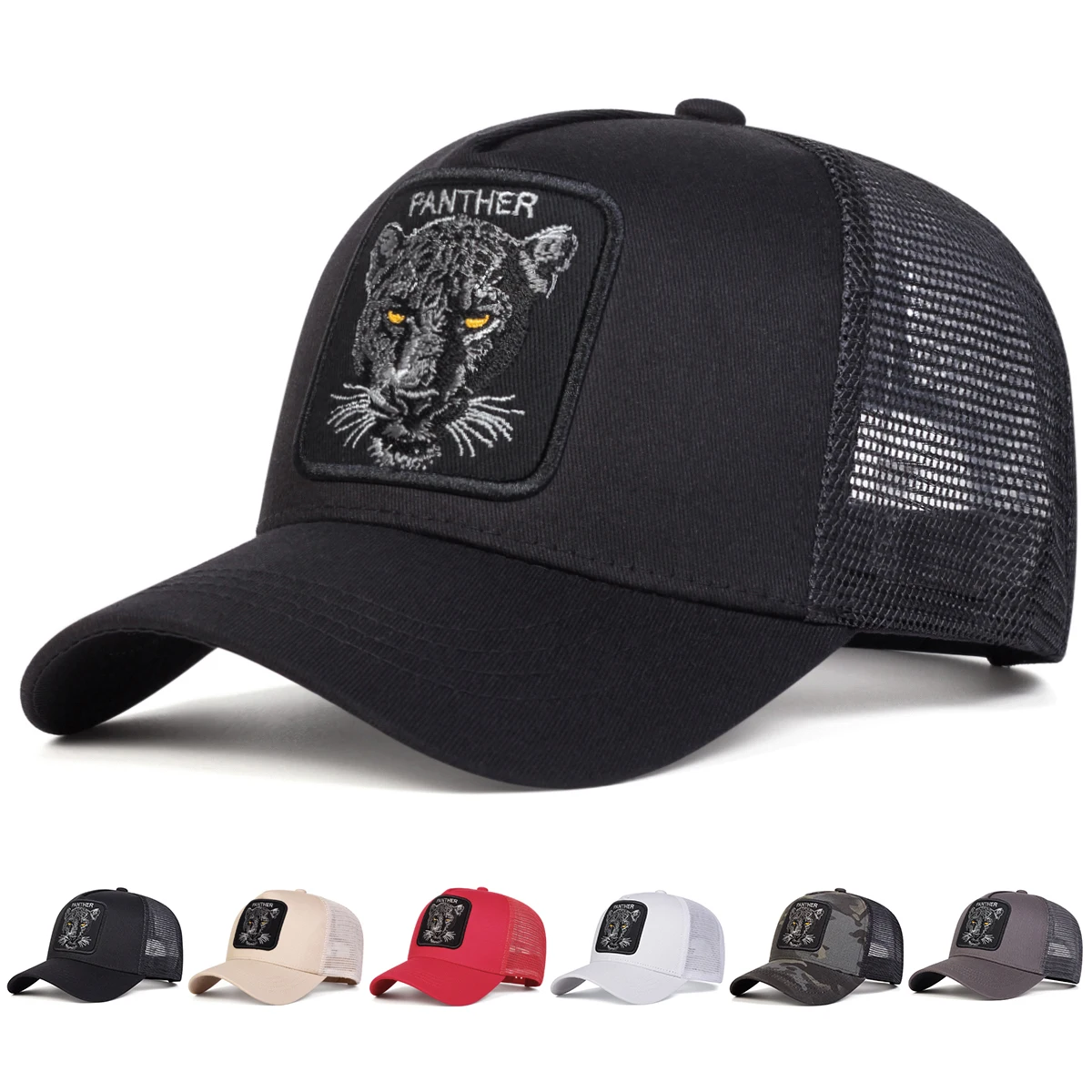 Unisex PANTHER Embroidery Baseball Net Caps Spring and Summer Outdoor Adjustable Casual Hats Sunscreen Hat Sports Cap