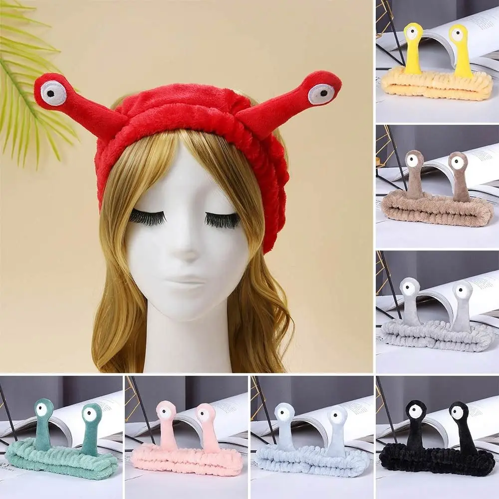 Women Coral Fleece Cartoon Snail Headband Make up Elastic Spa Hairband Skin Care Face Wash Hairband Women Girl