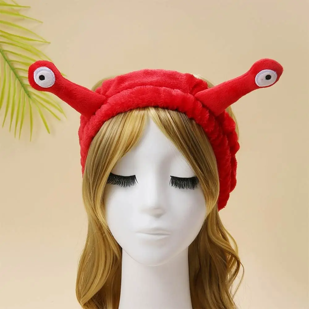 Women Coral Fleece Cartoon Snail Headband Make up Elastic Spa Hairband Skin Care Face Wash Hairband Women Girl