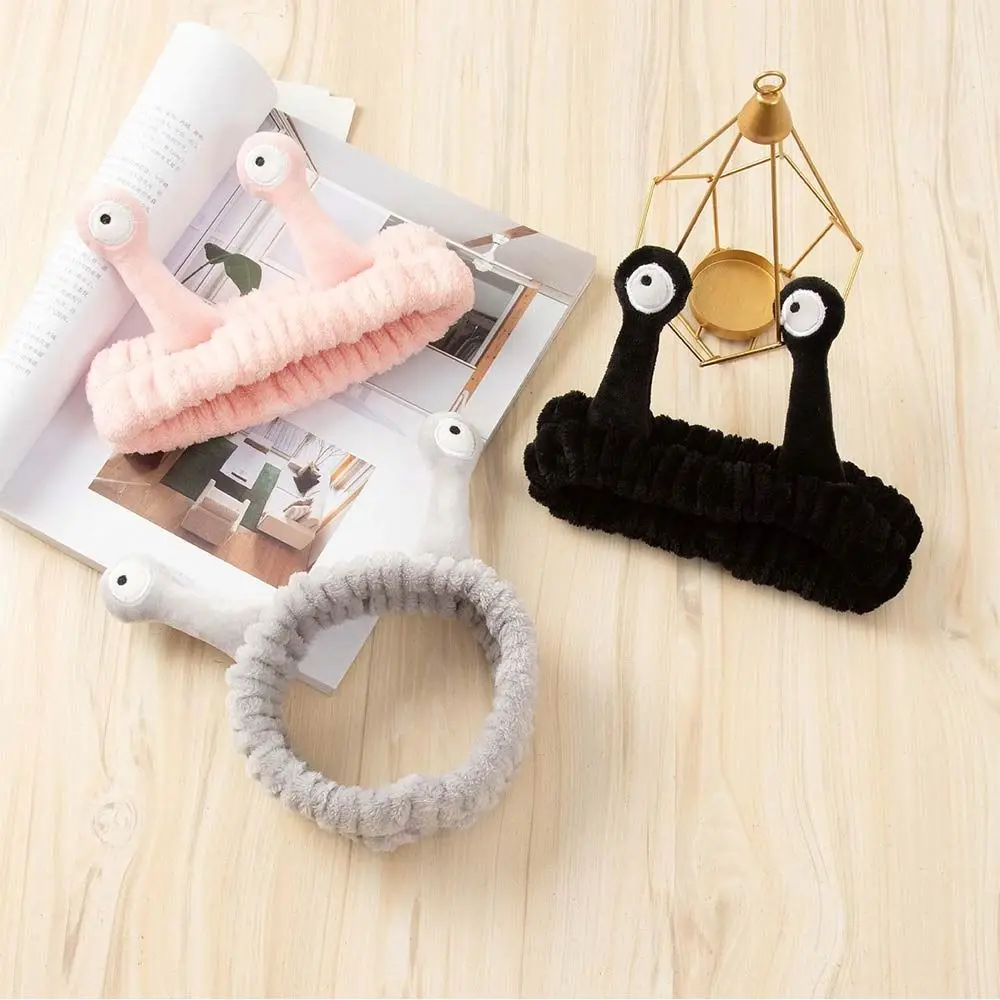 Women Coral Fleece Cartoon Snail Headband Make up Elastic Spa Hairband Skin Care Face Wash Hairband Women Girl