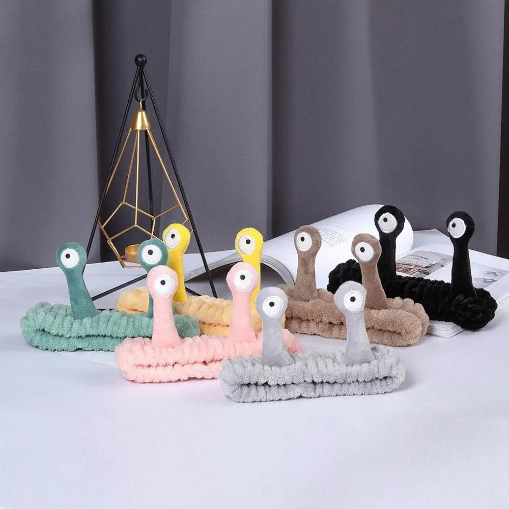 Women Coral Fleece Cartoon Snail Headband Make up Elastic Spa Hairband Skin Care Face Wash Hairband Women Girl