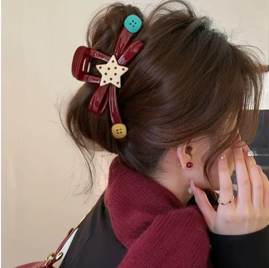 Japanese and Korean disc hair shark clip for Women, Non-Slip Kawaii Updo Claw Clip, Daily Party Gift Evening Wedding Trendy