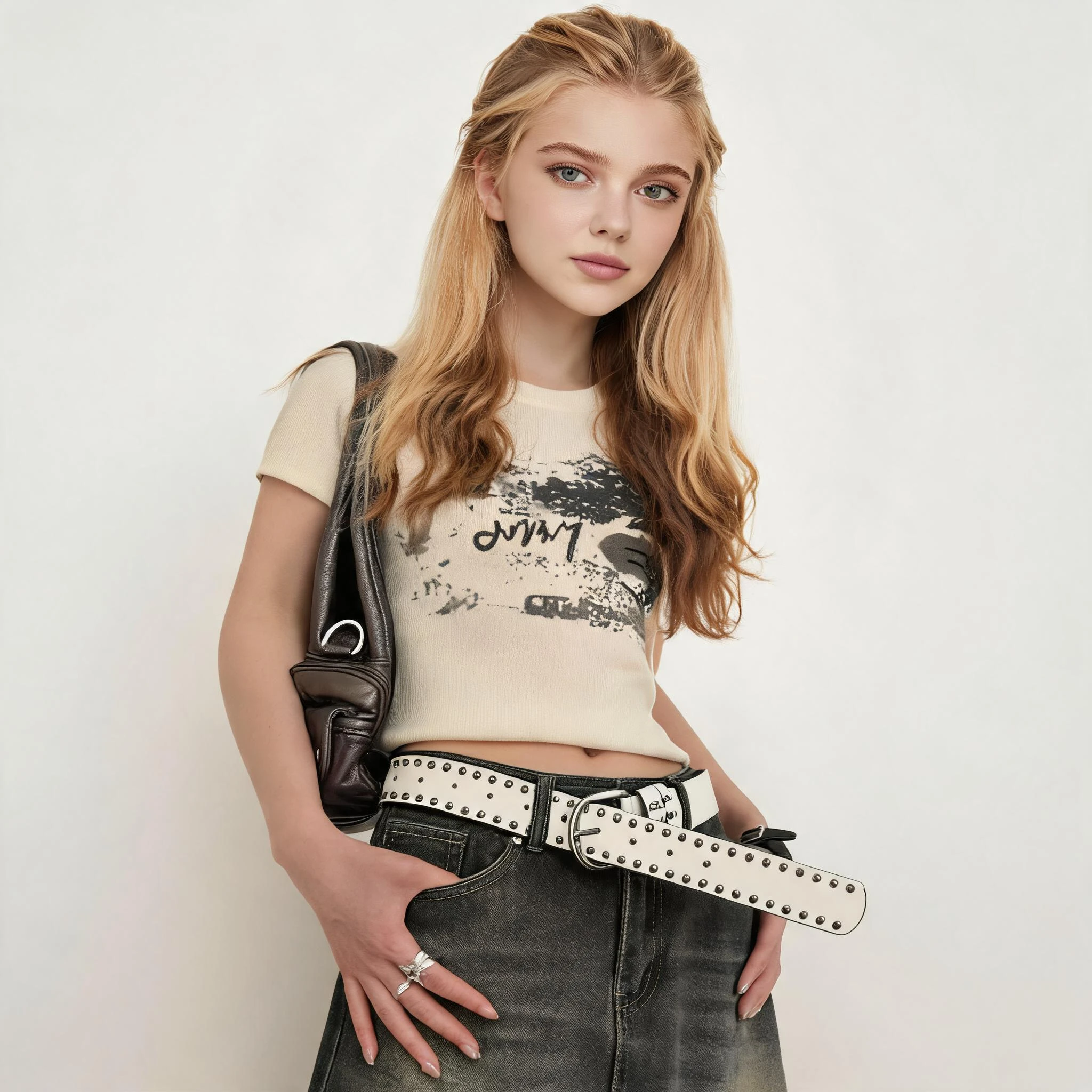 New Women Belt Women's Jeans Tie-in Ladies' Belt Fashion Personality Rivet Belt Senior Black Fashion