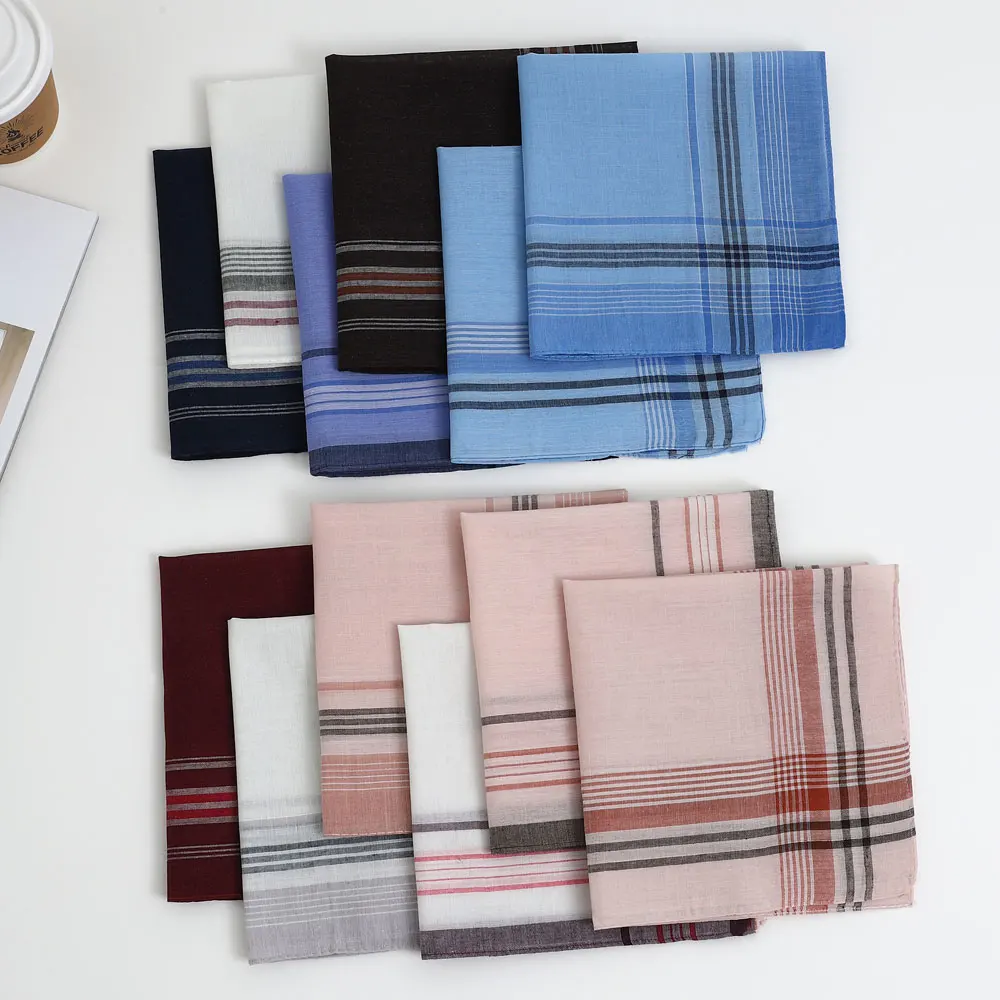 12 Packs of Men's Polyester Handkerchiefs, Classic Plaid Handkerchiefs, Soft and Comfortable Flap Pocket Pants Squares, Great Gifts for Parties, Table Mats, Groom's Souvenirs, Wedding Supplies