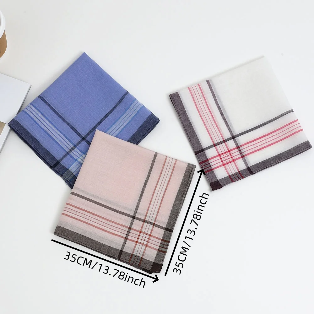 12 Packs of Men's Polyester Handkerchiefs, Classic Plaid Handkerchiefs, Soft and Comfortable Flap Pocket Pants Squares, Great Gifts for Parties, Table Mats, Groom's Souvenirs, Wedding Supplies