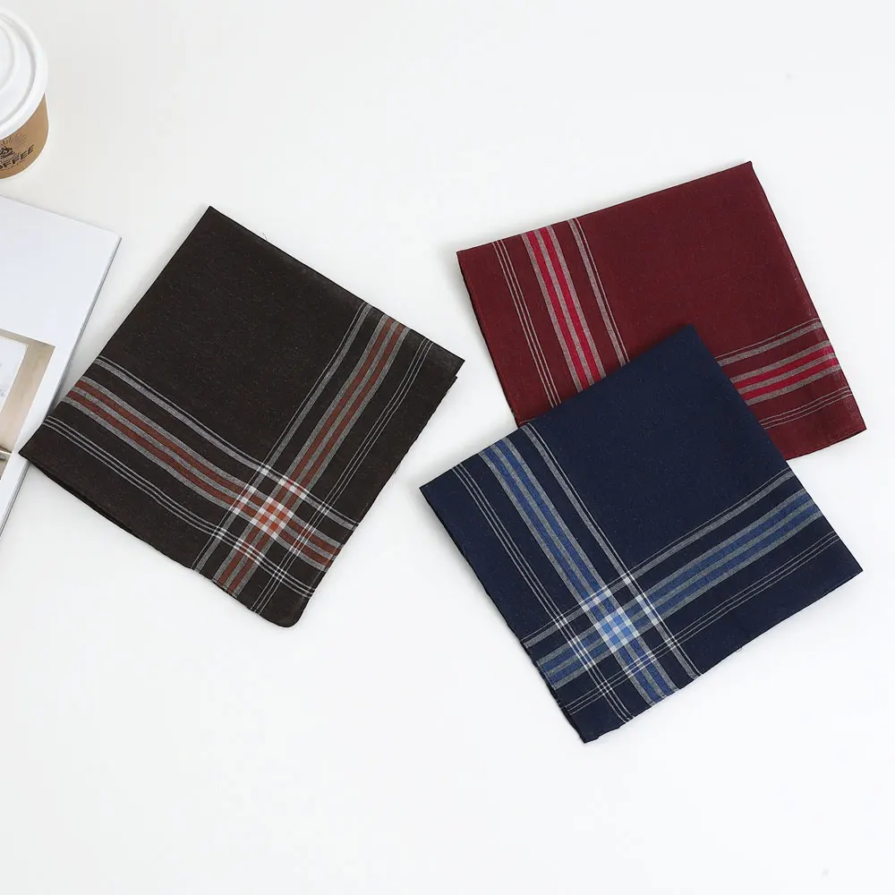 12 Packs of Men's Polyester Handkerchiefs, Classic Plaid Handkerchiefs, Soft and Comfortable Flap Pocket Pants Squares, Great Gifts for Parties, Table Mats, Groom's Souvenirs, Wedding Supplies