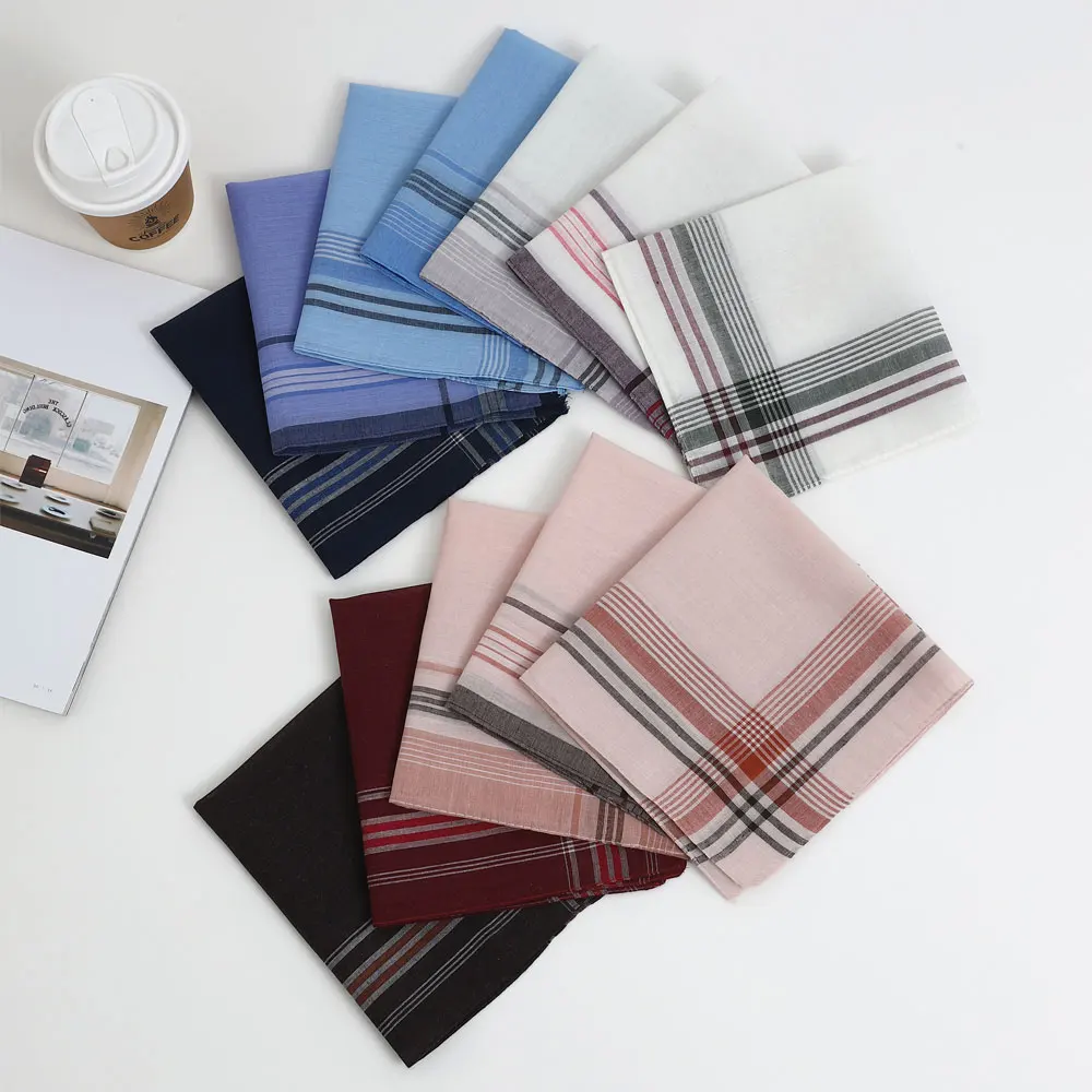 12 Packs of Men's Polyester Handkerchiefs, Classic Plaid Handkerchiefs, Soft and Comfortable Flap Pocket Pants Squares, Great Gifts for Parties, Table Mats, Groom's Souvenirs, Wedding Supplies