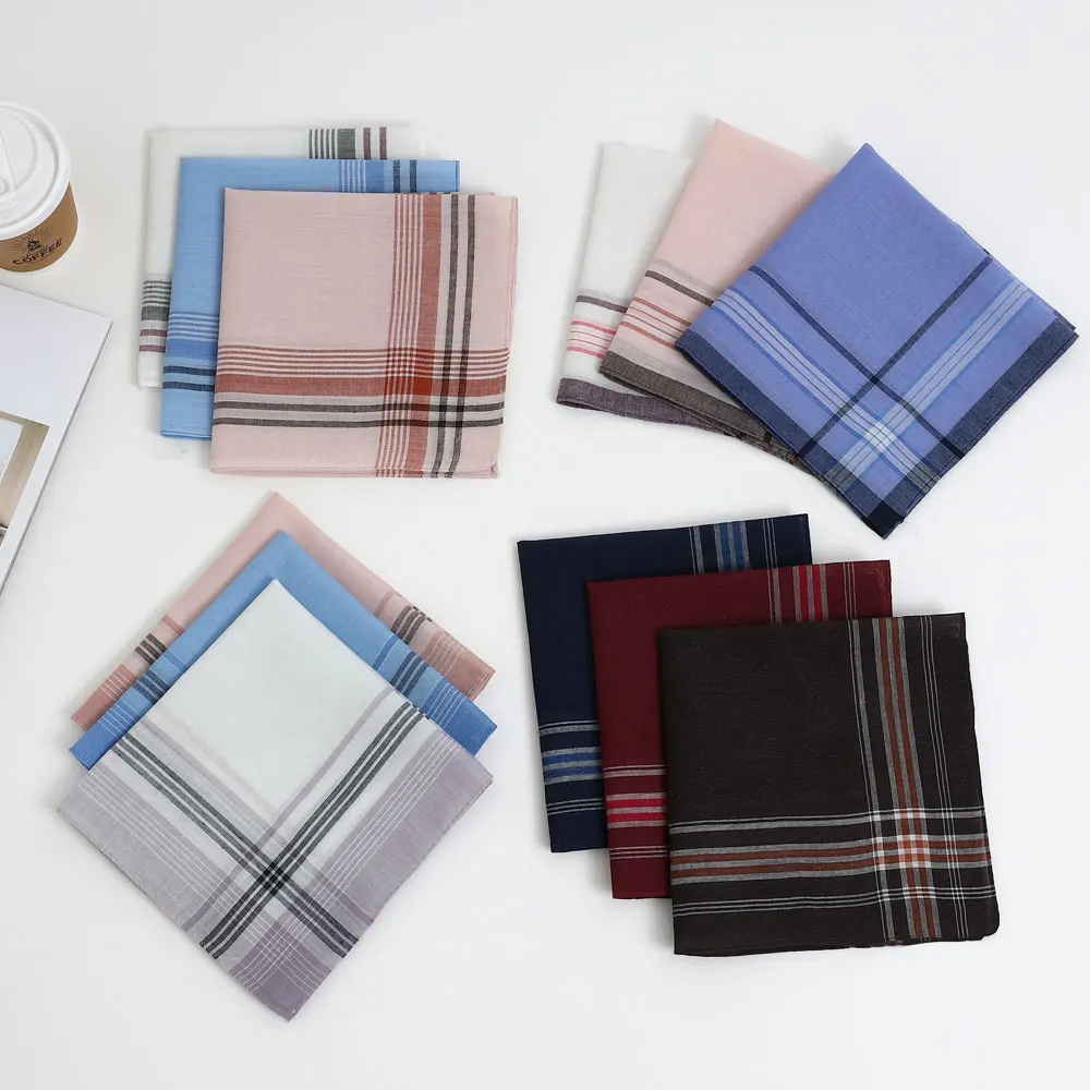 12 Packs of Men's Polyester Handkerchiefs, Classic Plaid Handkerchiefs, Soft and Comfortable Flap Pocket Pants Squares, Great Gifts for Parties, Table Mats, Groom's Souvenirs, Wedding Supplies