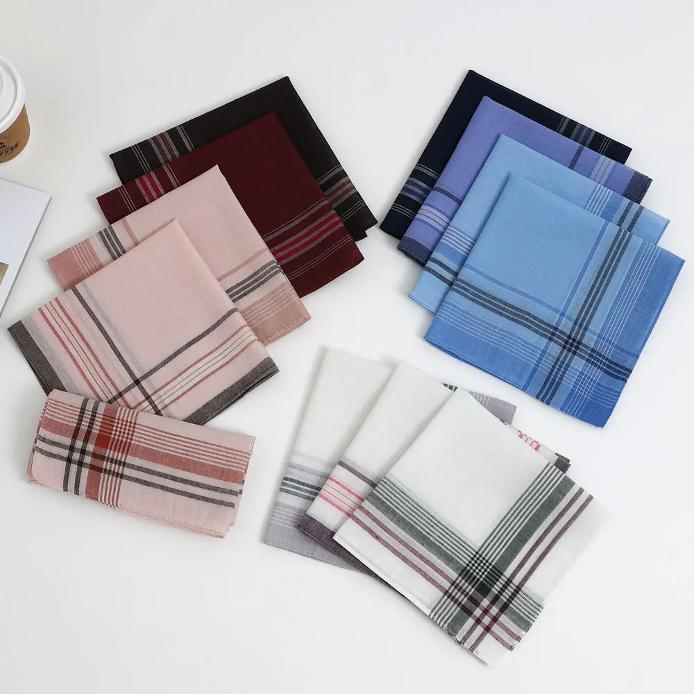 12 Packs of Men's Polyester Handkerchiefs, Classic Plaid Handkerchiefs, Soft and Comfortable Flap Pocket Pants Squares, Great Gifts for Parties, Table Mats, Groom's Souvenirs, Wedding Supplies