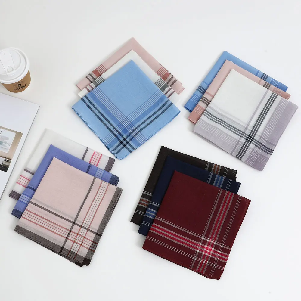12 Packs of Men's Polyester Handkerchiefs, Classic Plaid Handkerchiefs, Soft and Comfortable Flap Pocket Pants Squares, Great Gifts for Parties, Table Mats, Groom's Souvenirs, Wedding Supplies