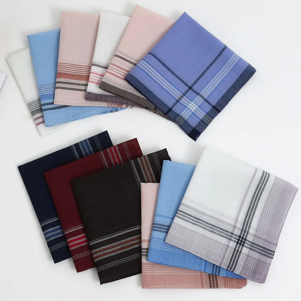12 Packs of Men's Polyester Handkerchiefs, Classic Plaid Handkerchiefs, Soft and Comfortable Flap Pocket Pants Squares, Great Gifts for Parties, Table Mats, Groom's Souvenirs, Wedding Supplies