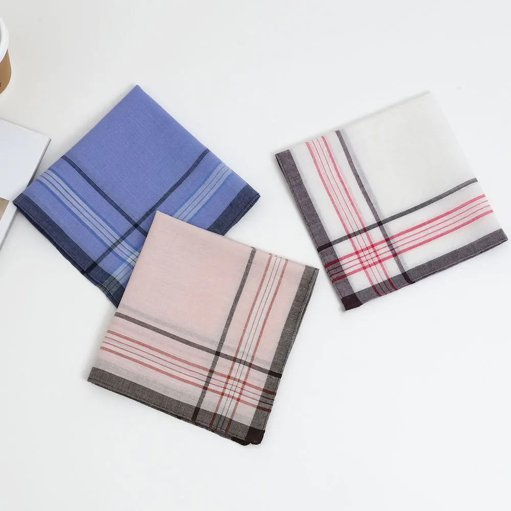 12 Packs of Men's Polyester Handkerchiefs, Classic Plaid Handkerchiefs, Soft and Comfortable Flap Pocket Pants Squares, Great Gifts for Parties, Table Mats, Groom's Souvenirs, Wedding Supplies