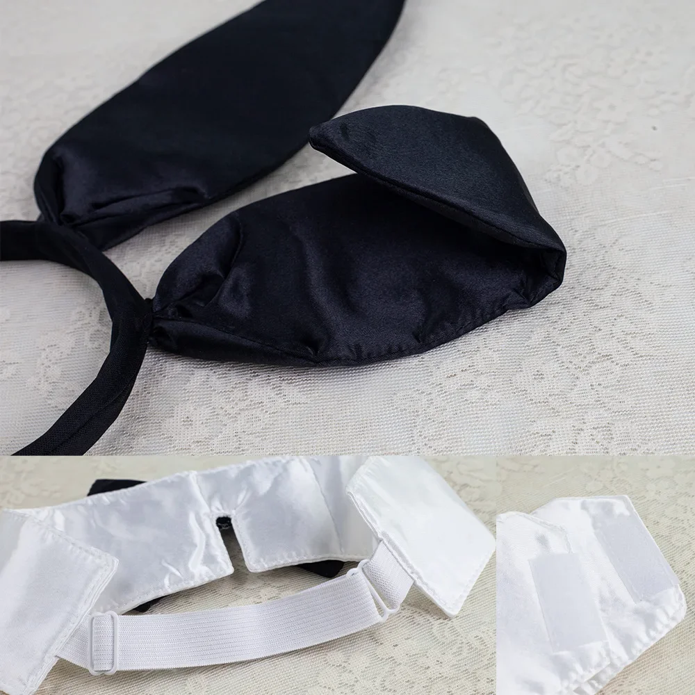 Easter Bunny Costume Set Women's Rabbit Ear Headband Collar Bow Tie Cuffs and Bunny Tail Accessories