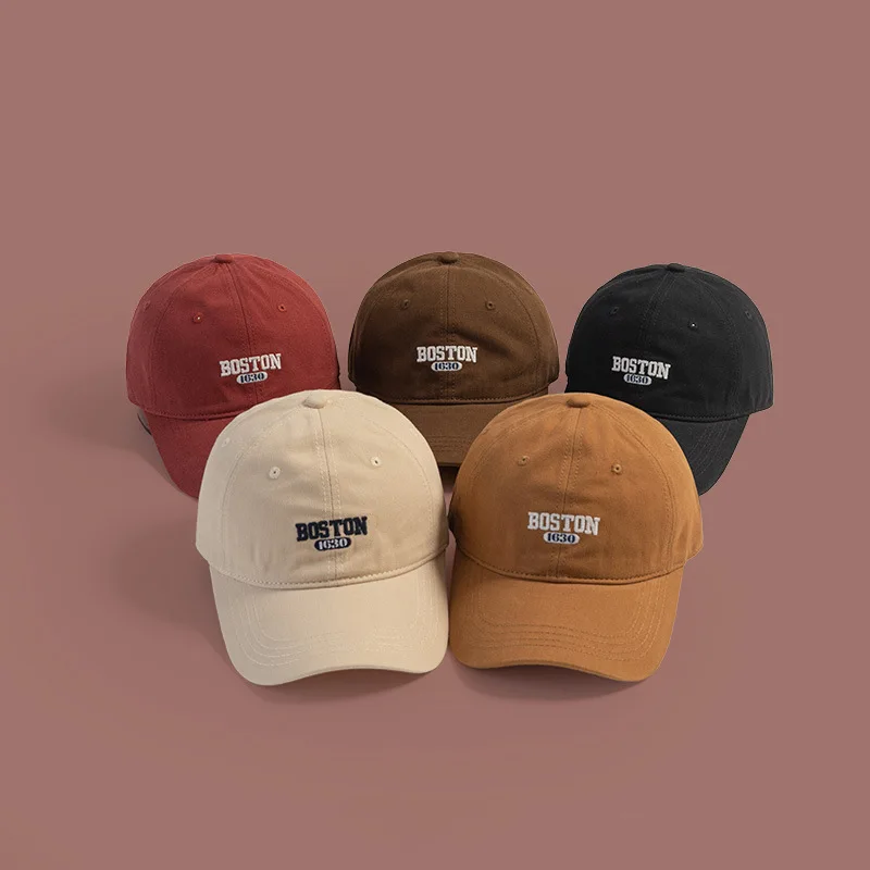 Pink Sweet Girl Ins Embroidered Duck Tongue Hat Versatile Curved brimmed Men's Baseball Hat Spring and Autumn