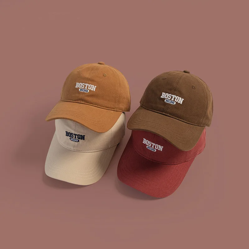 Pink Sweet Girl Ins Embroidered Duck Tongue Hat Versatile Curved brimmed Men's Baseball Hat Spring and Autumn