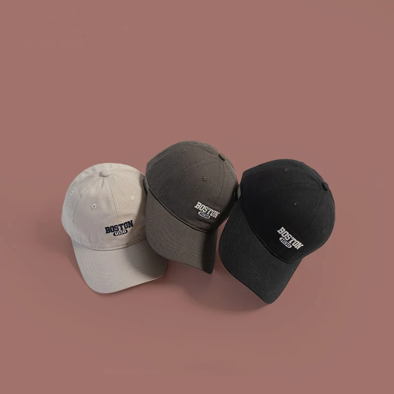 Pink Sweet Girl Ins Embroidered Duck Tongue Hat Versatile Curved brimmed Men's Baseball Hat Spring and Autumn