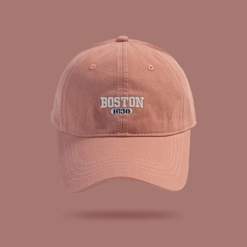 Pink Sweet Girl Ins Embroidered Duck Tongue Hat Versatile Curved brimmed Men's Baseball Hat Spring and Autumn