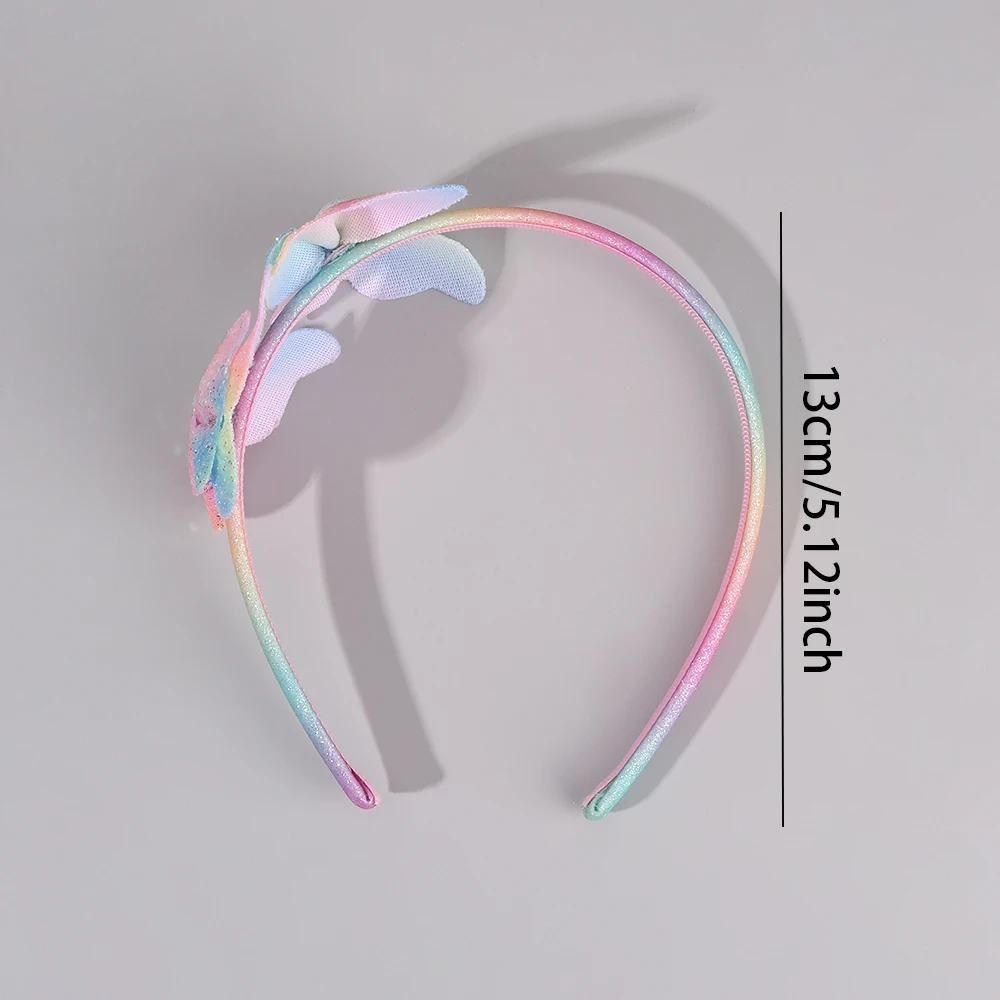 Gradient Butterfly Headband For Girls Sparkling Rainbow Princess Hair Hoop Birthday Party Princess Dress-Up Hair Accessories