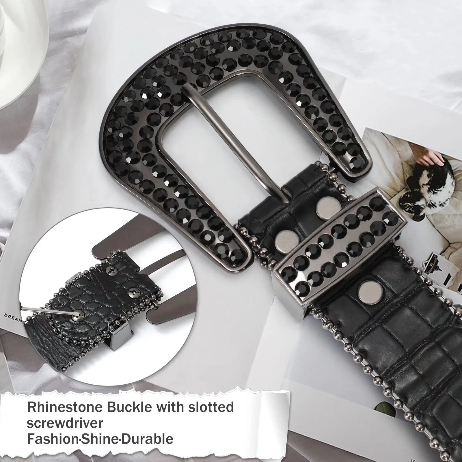 Women Rhinestone Western Belt for Jeans Bling Studded Leather Cowgirl Cowboy Belts BB Wasit Diamond Belt