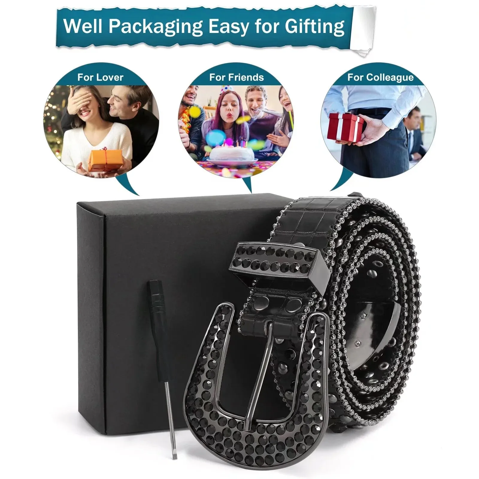 Women Rhinestone Western Belt for Jeans Bling Studded Leather Cowgirl Cowboy Belts BB Wasit Diamond Belt