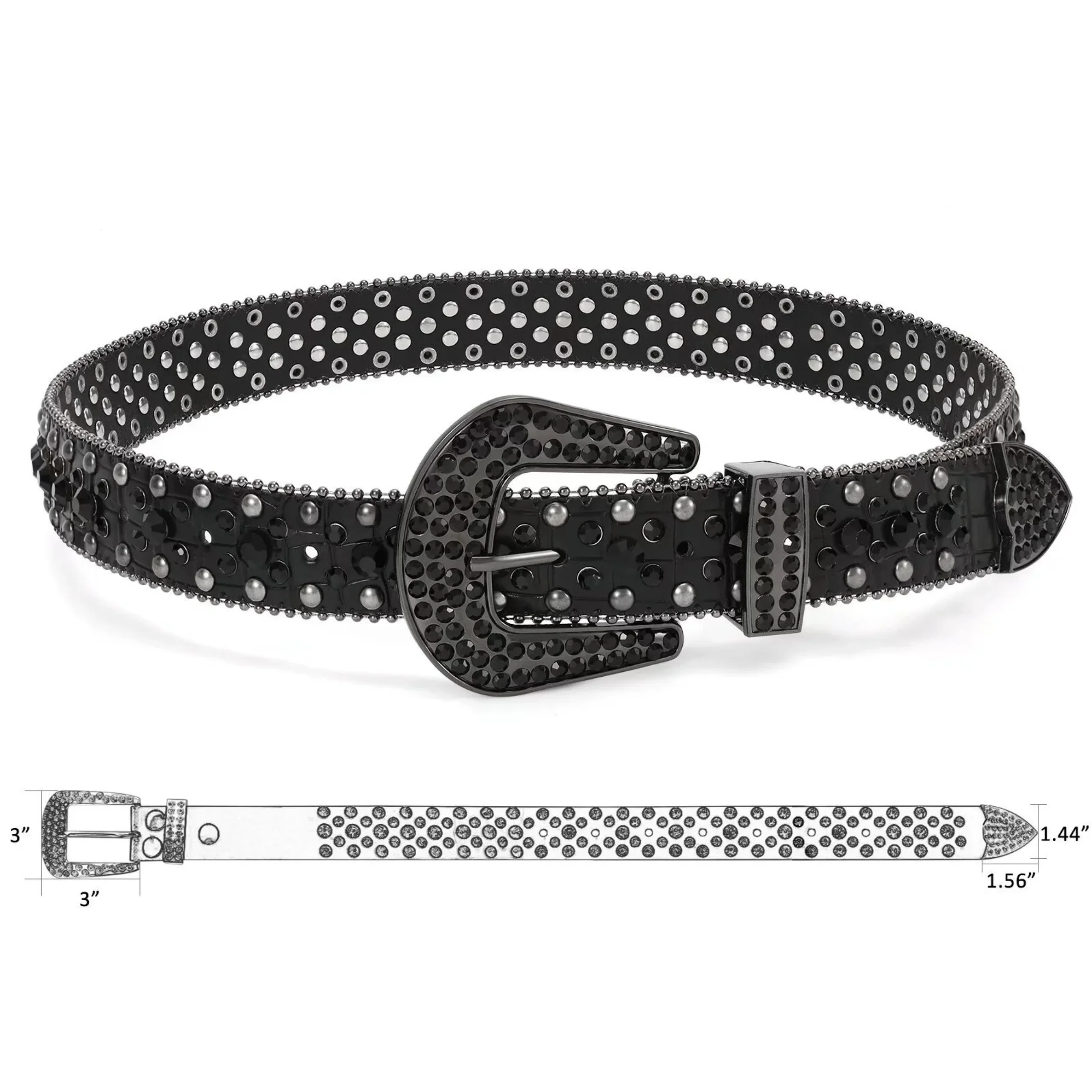 Women Rhinestone Western Belt for Jeans Bling Studded Leather Cowgirl Cowboy Belts BB Wasit Diamond Belt
