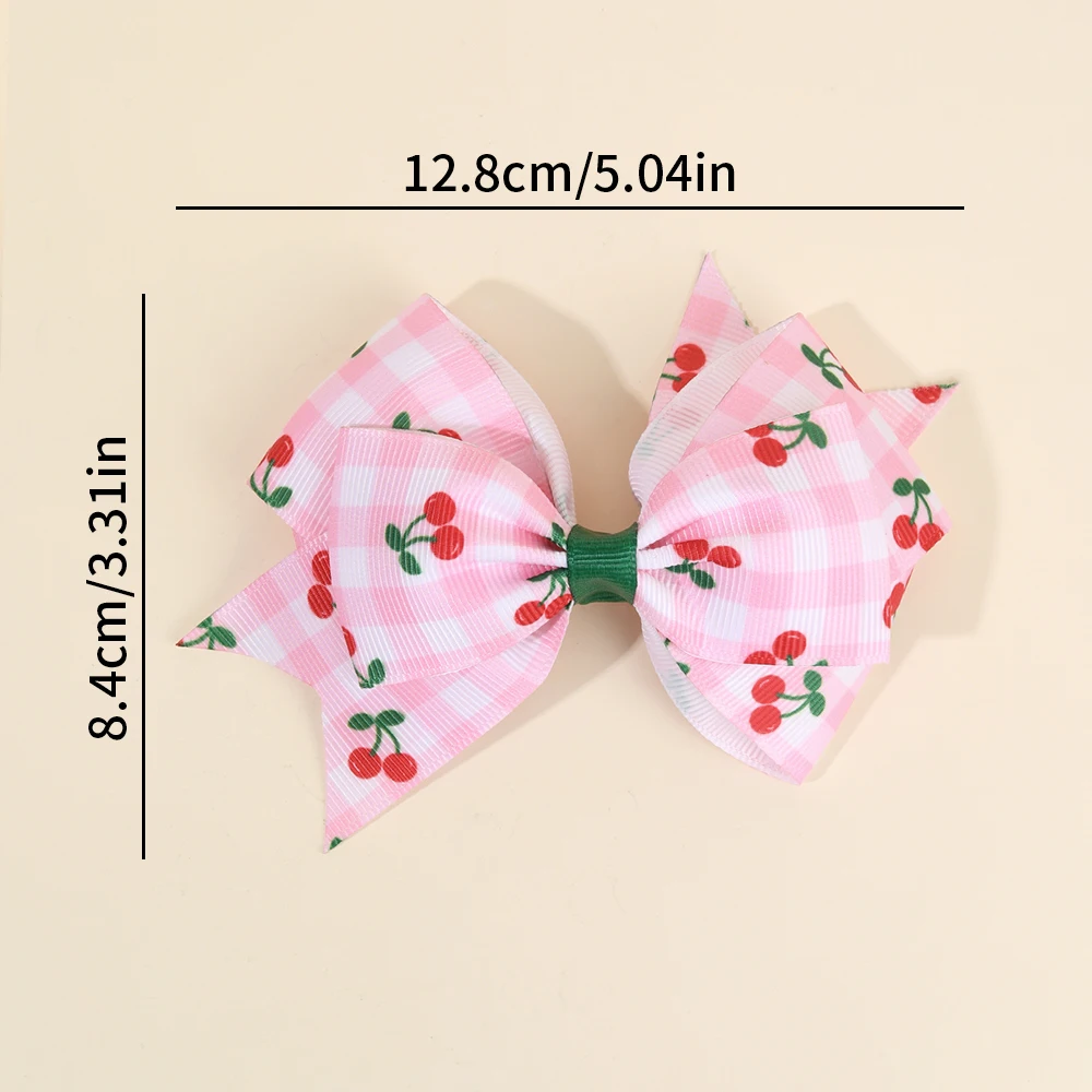 2Pcs Strawberry Bow Hair Clips Cute Red Floral Hairpins Ribbon Barrette For Girls Children Kids Sweet Kawaii Hair Accessories