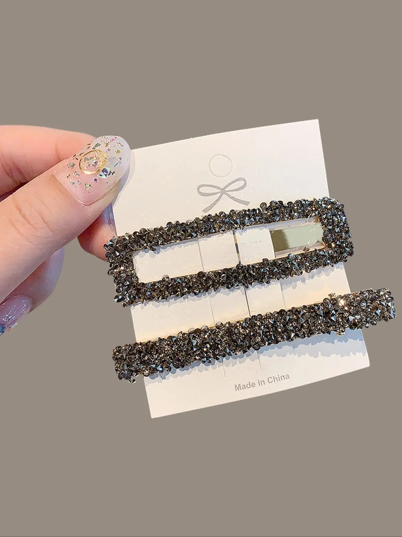 2pcs Fashion Square Geometric Crystal Hairpins Hair Clips For Women Side Fringe Hair Accessories