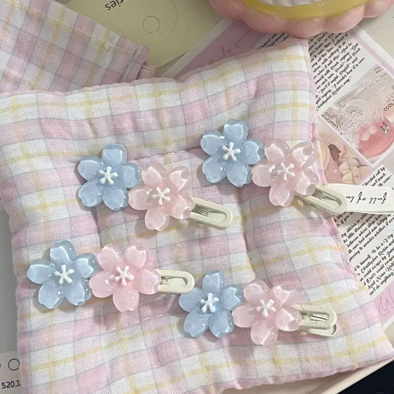 Cute Jelly Cherry Blossom Hair Clip Romantic Kawaii Hairpin for Girls Bangs & Side Hair Accessories Korean Style Duckbill Clips