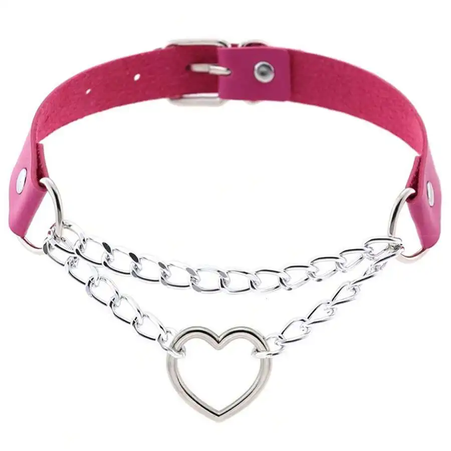 Yanxyad Leather Choker Collar Necklace, Heart Shape Gothic Punk Rock Choker Necklace Collars Valentines,Mom,Mother,Mother's Day,