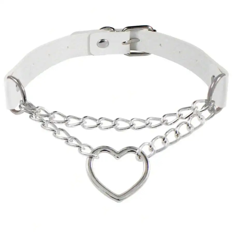 Yanxyad Leather Choker Collar Necklace, Heart Shape Gothic Punk Rock Choker Necklace Collars Valentines,Mom,Mother,Mother's Day,