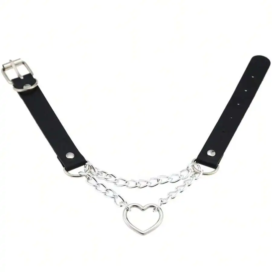 Yanxyad Leather Choker Collar Necklace, Heart Shape Gothic Punk Rock Choker Necklace Collars Valentines,Mom,Mother,Mother's Day,