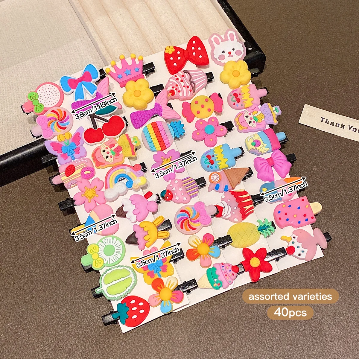 40 random cartoon cute hair clips with sweet and stylish hair accessories suitable for daily use