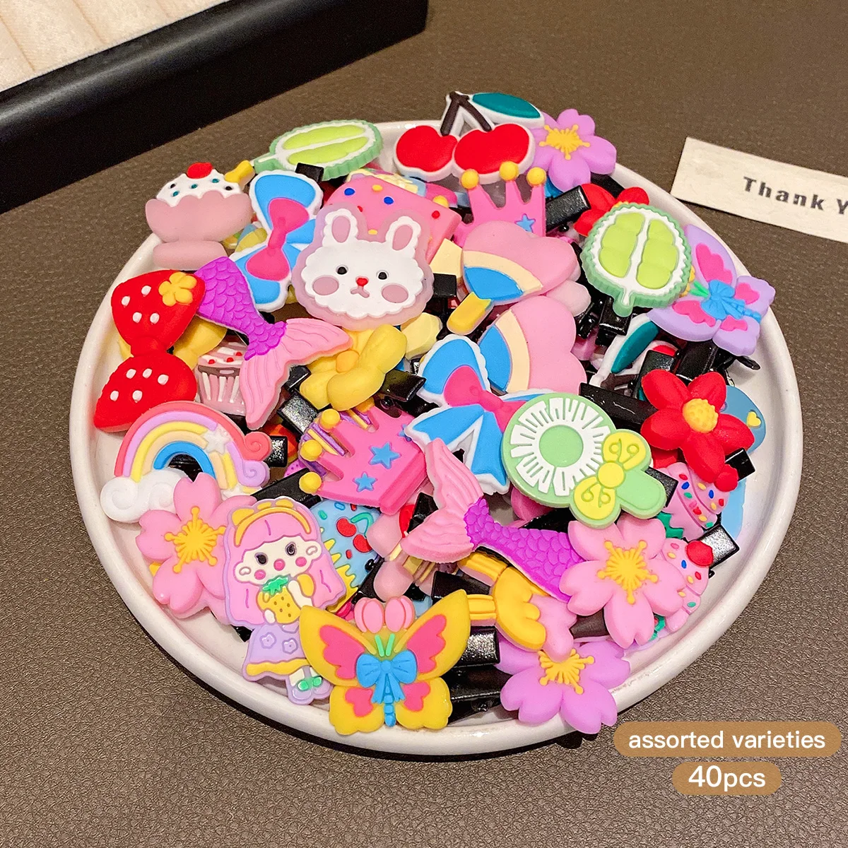 40 random cartoon cute hair clips with sweet and stylish hair accessories suitable for daily use