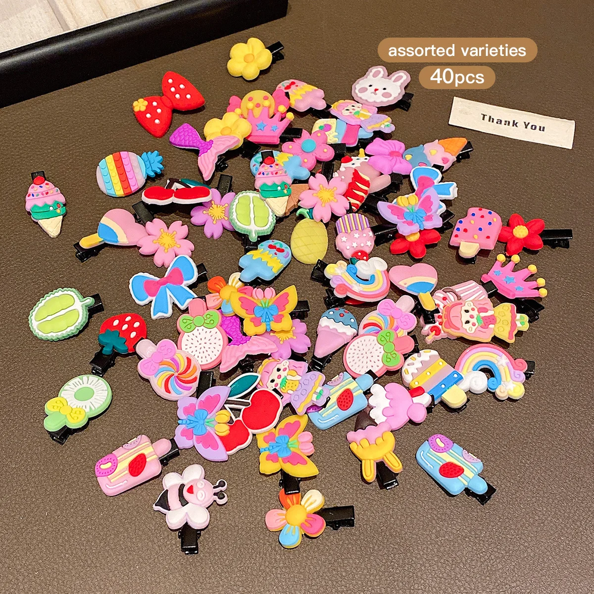 40 random cartoon cute hair clips with sweet and stylish hair accessories suitable for daily use