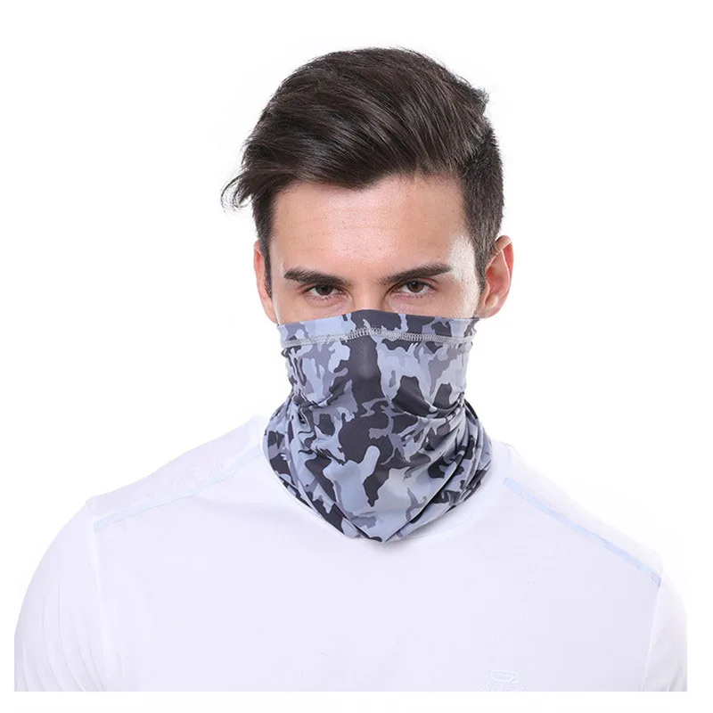 Women Men Ice Silk Face Cover Neck Tube Outdoor Sports Bandana Scarf Breathable Hiking Scarf Neck Gaiter Camo Army Bandana