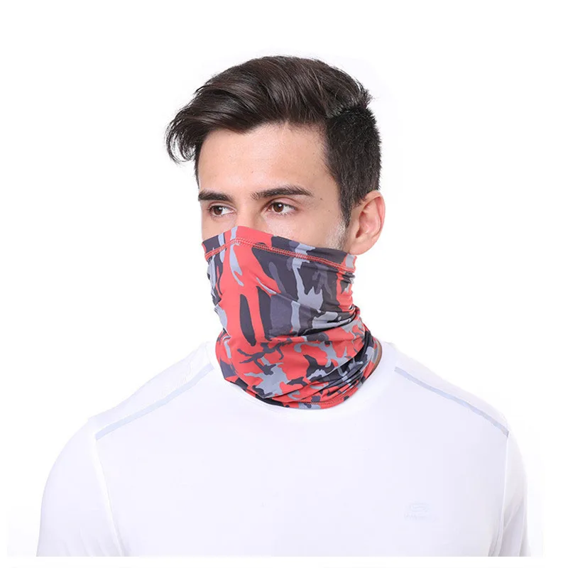 Women Men Ice Silk Face Cover Neck Tube Outdoor Sports Bandana Scarf Breathable Hiking Scarf Neck Gaiter Camo Army Bandana