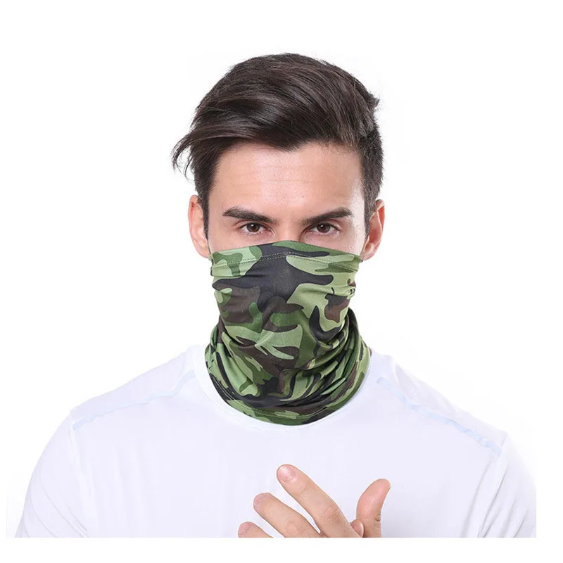 Women Men Ice Silk Face Cover Neck Tube Outdoor Sports Bandana Scarf Breathable Hiking Scarf Neck Gaiter Camo Army Bandana