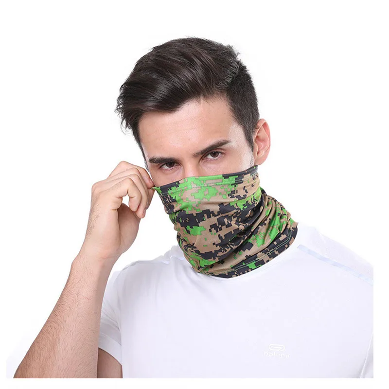 Women Men Ice Silk Face Cover Neck Tube Outdoor Sports Bandana Scarf Breathable Hiking Scarf Neck Gaiter Camo Army Bandana