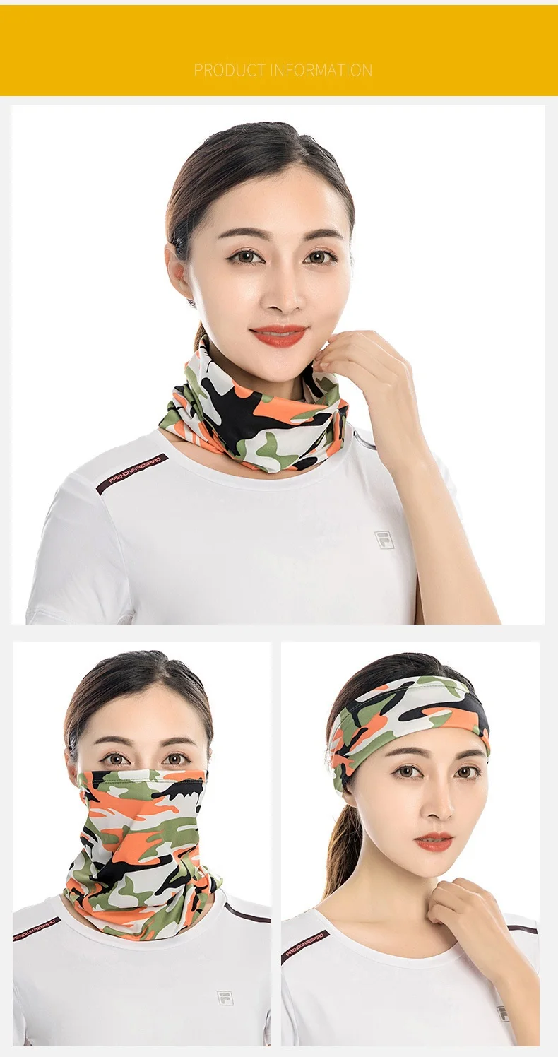 Women Men Ice Silk Face Cover Neck Tube Outdoor Sports Bandana Scarf Breathable Hiking Scarf Neck Gaiter Camo Army Bandana