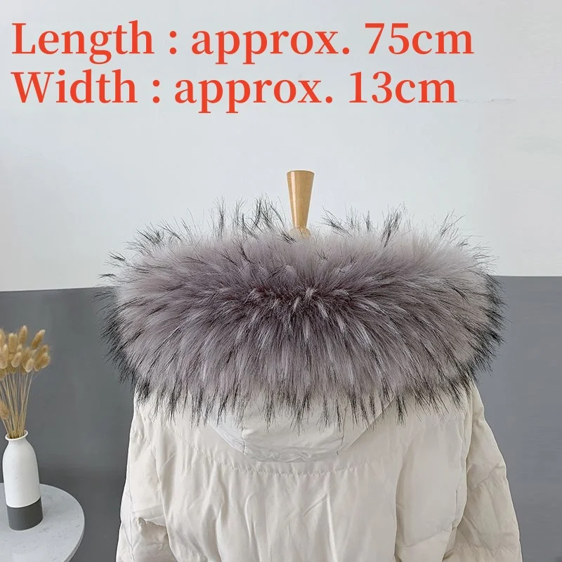 Winter Faux Fur Collars for Women Warm Raccoon Fur Scarf Hood Fur Shawl Decor Multicolor Fake Fur Scarf Plush Coat Fluffy Collar