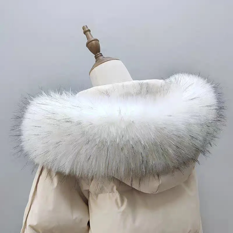 Winter Faux Fur Collars for Women Warm Raccoon Fur Scarf Hood Fur Shawl Decor Multicolor Fake Fur Scarf Plush Coat Fluffy Collar