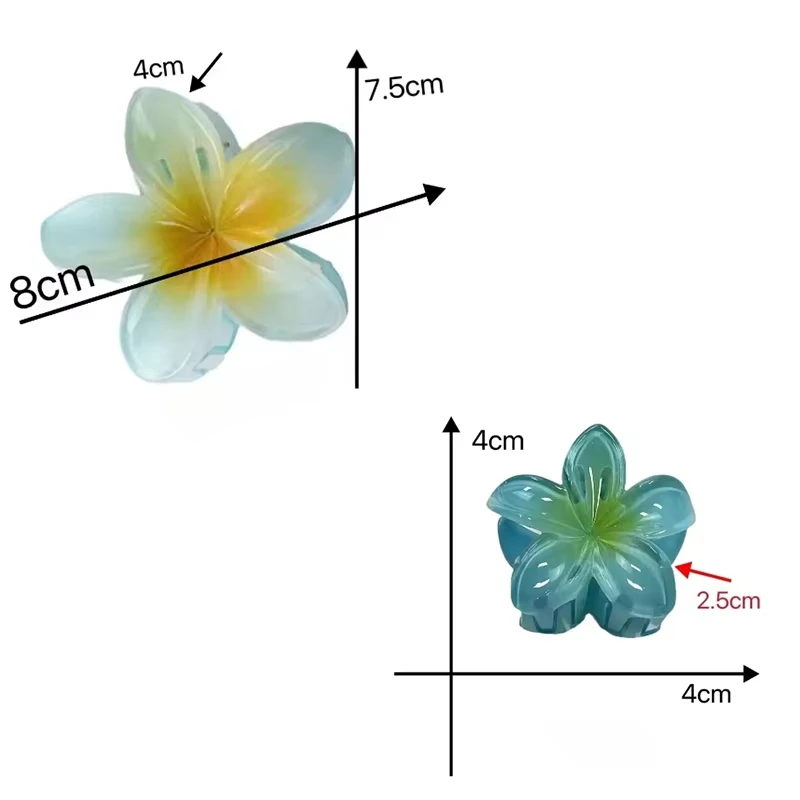 1 Large 2 Small Set Sweet Flower Shape Colorful Gradient Hair Claws Women Ponytail Cilp Clamp Hairpins for Girl Beach Headwear