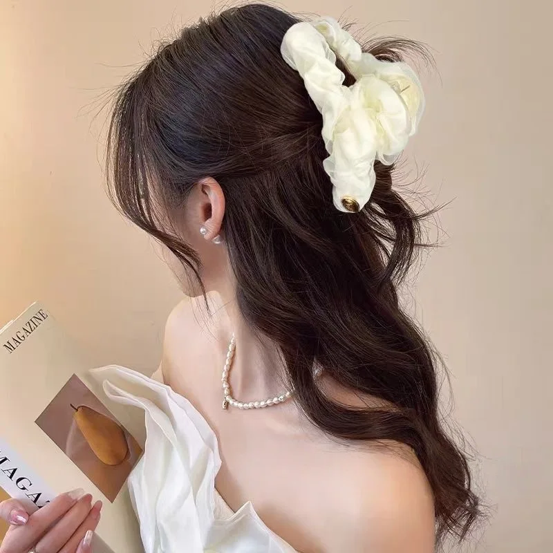 1p mesh pleated hair clip for women, large size luxury hair clip, back of the head hair clip, shark clip hair clip.