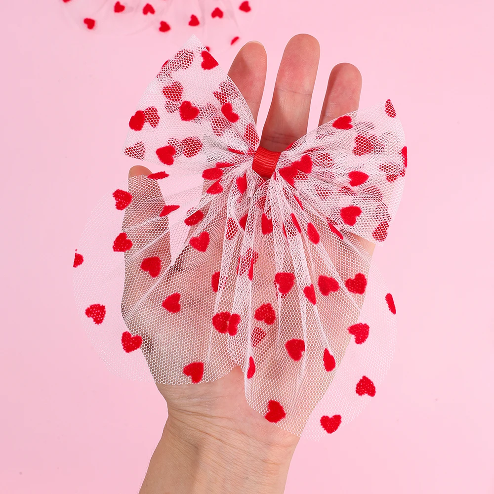 2Pcs Tulle Heart Bow Hair Clip Elegant Lace Love Hairpins Sweet Barrette For Girls Kids Children Fashion Headdress Accessories