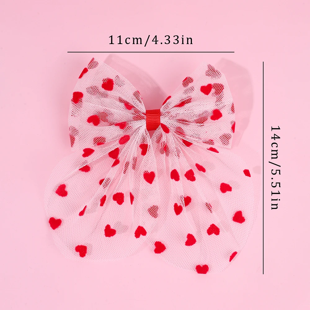 2Pcs Tulle Heart Bow Hair Clip Elegant Lace Love Hairpins Sweet Barrette For Girls Kids Children Fashion Headdress Accessories